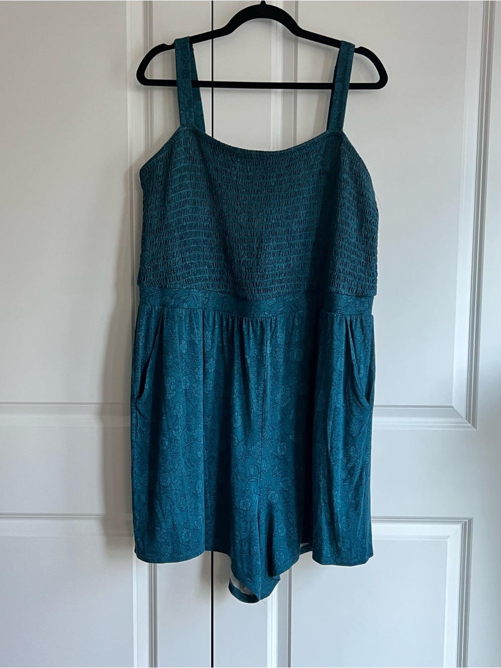 torrid Teal Smocked romber with Pockets